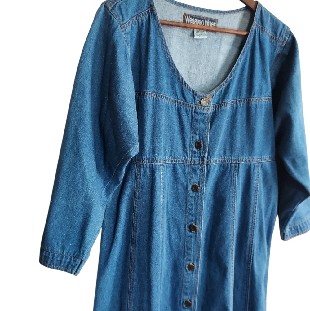 Vintage 90's Wesayo Blues Denim Cotton Maxi Dress - Picture 2 of 6